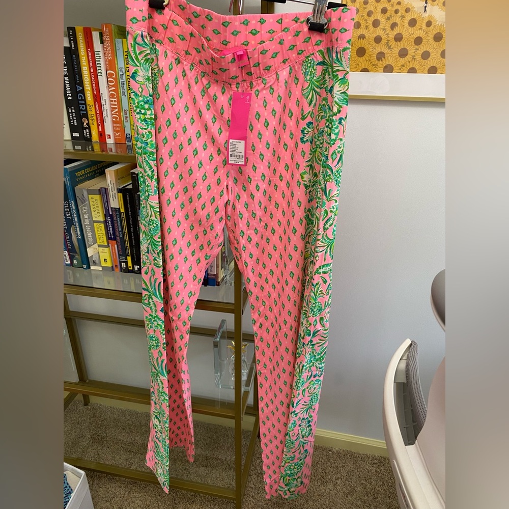 NWT Lilly Pulitzer Bal Harbour Palazzo Pink Shady oh Diamond girl engine pants
